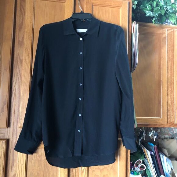 Everlane The Clean Silk Relaxed Button Down Shirt Black - 4 - Picture 2 of 14
